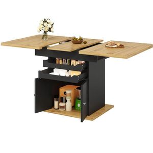 Modfu JEDÁLENSKÝ rozkladací stôl z MDF 140x80x76 cm čierny so zásuvkami a úložným priestorom vyobraziť
