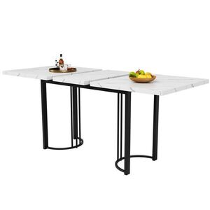 Modfu JEDÁLENSKÝ stôl z MDF 179, 5x80x75, 5 cm čierny/biely s teleskopickým rozšírením a stabilnou kovovou konštrukciou vyobraziť