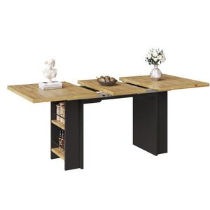 Modfu ROZKLADACÍ stôl z MDF 120x80x75 cm prírodný s úložným priestorom a policami, vhodný do obývačky aj domácej pracovne vyobraziť