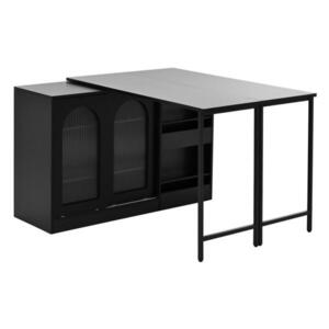 Modfu BAROVÝ stôl z MDF 121, 5x40x76, 7 cm čierny s otočnou 360° doskou, úložným priestorom a posuvnými sklenenými dverami vyobraziť