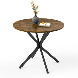 Redom JEDÁLENSKÝ stôl 90/90/78 cm okrúhly, pre 1–4 osoby so stabilnými kovovými nohami, Rustikálna hnedá a čierna vyobraziť