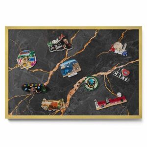 TULUP MAGNETICKÁ TABUĽA 60x40 cm zlatý rám – Drevo so živicou vyobraziť