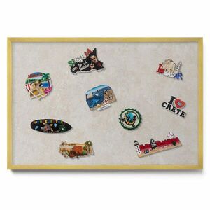 TULUP MAGNETICKÁ TABUĽA 60x40 cm zlatý rám – Elegantný svetlý kameň vyobraziť