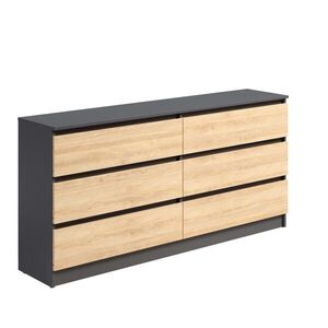 Home Collective KOMODA, šírka 160 cm, 6 zásuviek, farba antracit – dub Artisan vyobraziť