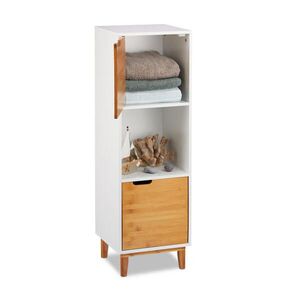 Relaxdays REGÁL Biela Prírodná MDF bambus s dvierkami 101x32x30 cm vyobraziť