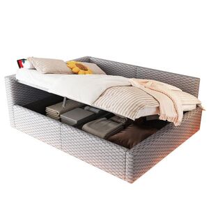 STILVORA ČALÚNENÁ POSTEĽ 140/200 cm sivá zamatová s boxom, LED, USB a Type-C vyobraziť