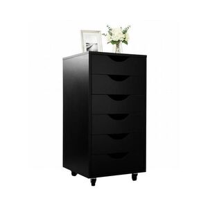 Relaxdays KONTEJNER Čierny na kolieskach 6 zásuviek MDF 78 cm vyobraziť