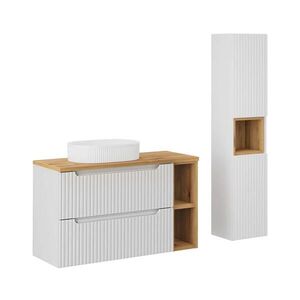 Petits-meubles KÚPEĽŇOVÝ NÁBYTOK 100.4cm Riva 2-dielna súprava Biela a drevo vyobraziť