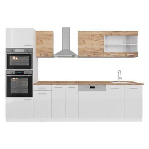 Vicco KUCHYNSKÝ KÚT R-Line Dub Goldkraft/biela 300 cm dvojfarebné skrinky, PD Dub vyobraziť
