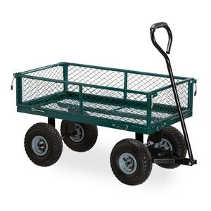 Relaxdays VOZÍK Tmavozelený oceľ sklopné bočnice 150 kg vyobraziť
