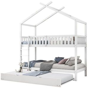 OKWISH DOMČEKOVÁ posteľ 90/200 cm biela z masívneho borovicového dreva s výsuvným lôžkom a možnosťou rozloženia na 3 lôžka vyobraziť