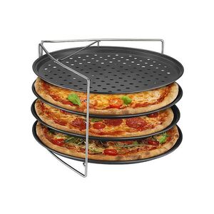 Relaxdays PLECH Antracit Strieborná na pizzu 4-dielna-sada nepriľnavý 32 cm vyobraziť