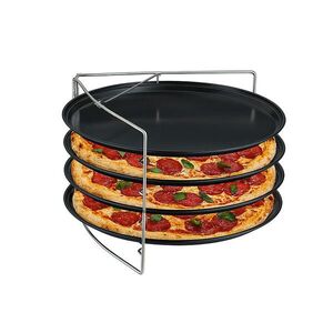 Relaxdays PLECH na pizzu antracit strieborná 4-dielna-sada nepriľnavý vyobraziť