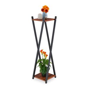 Relaxdays STOJAN NA KVETY Tmavohnedá Čierna 2 úrovne kov 99x29x29 cm vyobraziť