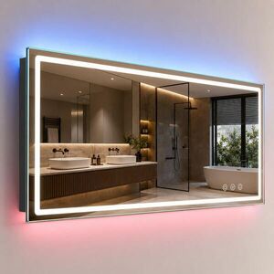 Relaxdays ZRKADLO Strieborné kúpeľňové LED RGB podsvietenie dotykové proti zahmlievaniu 60x80 cm vyobraziť
