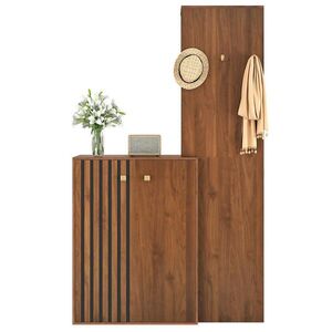OKWISH PREDSIEŇOVÁ zostava 115/38, 5/191, 5 cm orechová z MDF s botníkom, vešiakmi a úložným priestorom vyobraziť