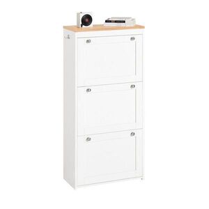 SoBuy MOBILNÁ skriňa na topánky s 3 dverami Biela 53x24x116cm Severský vyobraziť