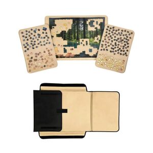 Relaxdays KUFRÍK NA PUZZLE Čierna Béžová s rukoväťou 2 priehradky vyobraziť