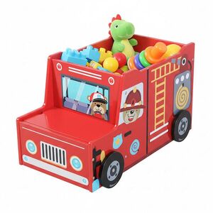 Relaxdays TRUHLA Viacfarebná na hračky hasičské auto MDF vyobraziť