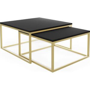 WFL GROUP KONFERENČNÉ Stolíky Vella Gold 2er-Set Quadratisch, Čierna 76/76/39cm + 66/66/34 cm vyobraziť