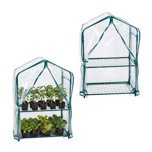 Relaxdays SKLENÍK Zelený Transparentný 2-kusová-sada PVC-fólia 95x59x39 cm vyobraziť