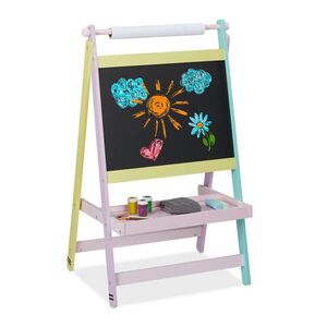Relaxdays TABUĽA Viacfarebná kriedová s papierovou rolkou MDF 90 cm vyobraziť