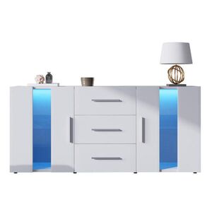 Redom NÍZKA komoda 140/35/70 cm s LED osvetlením, 3 zásuvkami a 2 skrinkami, Biela vyobraziť