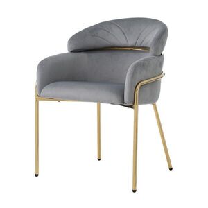 Modfu JEDÁLENSKÁ stolička zo zamatu 53x45x79 cm sivá ergonomická s kovovými nohami, stabilná a pohodlná vyobraziť