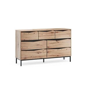 Vicco KOMODA Elvano, dub/čierna, 140 x 85 cm so 7 zásuvkami vyobraziť