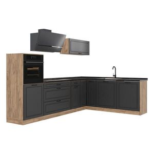 Vicco ROHOVÁ KUCHYŇA R-Line, Antracitový vidiecky dom/Dub Goldkraft, 287 x cm antrasiitti työtaso vyobraziť
