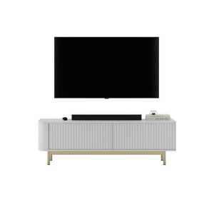 Meble Lindner TV komoda Aurora matná biela 140 cm so zlatým kovovým rámom vyobraziť