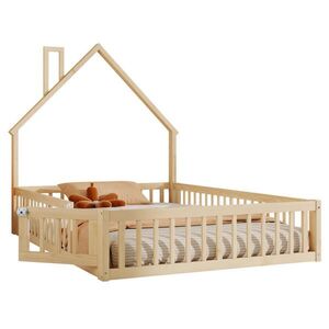 OKWISH DOMČEKOVÁ posteľ 140/200 cm prírodná s komínom a bezpečnostnou zábranou z borovice a MDF vyobraziť