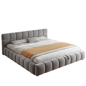 STILVORA ČALÚNENÁ POSTEĽ 180 × 200 cm, sivá, zamat, úložný box, LED vyobraziť