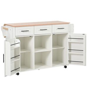 Modenvie KUCHYNSKÝ ostrovček z MDF, 139/46(71)/91, 5 cm, biely, so sklopnou doskou a kolieskami vyobraziť