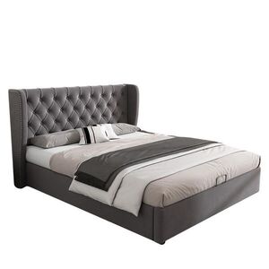 STILVORA ČALÚNENÁ POSTEĽ 140 × 190 cm, sivá, úložný box, zamat, čelo s bočnými krídlami vyobraziť