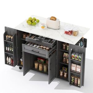 Modenvie KUCHYNSKÝ ostrovček z MDF, 136/70/92 cm sivý, s výsuvnou pracovnou doskou vyobraziť