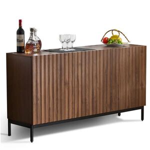 Modenvie ŠIROKÁ komoda 150/40/80 cm z MDF a drevotriesky, tmavohnedý, s 3D vlnitými dvierkami vyobraziť