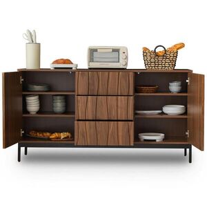 Modenvie ŠIROKÁ komoda 150/40/80 cm z MDF a nábytkovej dosky tmavohnedý vyobraziť