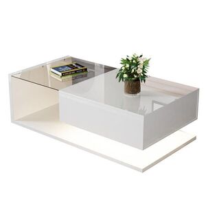 Flora Grace KONFERENČNÝ stolík 105/55/32, 5 cm, biely vysoký lesk, tvrdené sklo a LED osvetlenie vyobraziť