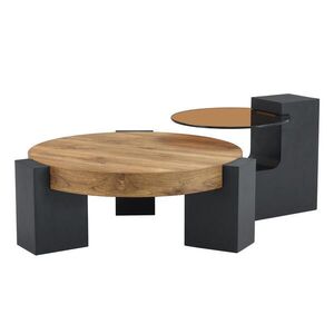Flora Grace KONFERENČNÝ stolík 61 cm/44 cm, sklo a MDF v dekore dreva, čierny vyobraziť
