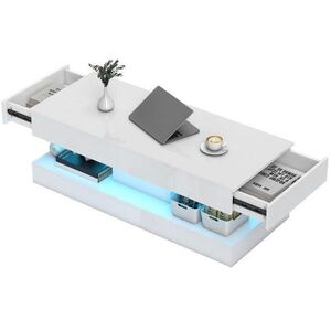 Flora Grace KONFERENČNÝ stolík 120/50 cm, biely lesk, LED osvetlenie, 2 zásuvky vyobraziť