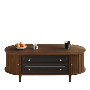 Flora Grace KONFERENČNÝ stolík 100/50/36 cm, dekor orech a čierna, 2 zásuvky vyobraziť