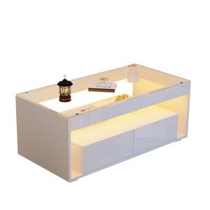 Flora Grace KONFERENČNÝ stolík 100/50/40 cm biely s LED a sklenenou doskou vyobraziť