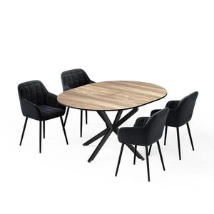 Vicco SÚPRAVA JEDÁLENSKÉHO STOLA Loyd, Rustikálny dub/čierna, 120 x 120 cm so 4 jedálenskými stoličkami (čierne) vyobraziť
