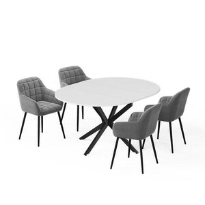 Vicco SÚPRAVA JEDÁLENSKÉHO STOLA Loyd, biely/čierna, 120 x 120 cm so 4 jedálenskými stoličkami (šedé) vyobraziť