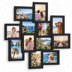 Relaxdays FOTORÁMIK čierna koláž na 12 fotografií 10x15 cm vyobraziť