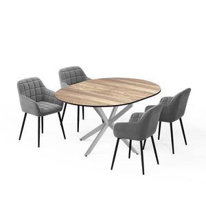 Vicco SÚPRAVA JEDÁLENSKÉHO STOLA Loyd, Rustikálny dub/Šedá, 120 x 120 cm so 4 jedálenskými stoličkami (sivé) vyobraziť