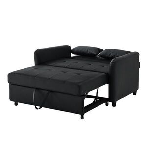 OKWISH ROZKLADACIA pohovka 156/100 cm čierna z PU s 3-stupňovo nastaviteľným operadlom vyobraziť