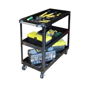 Relaxdays VOZÍK čierny oceľový dielenský 3 úrovne 76 cm vyobraziť