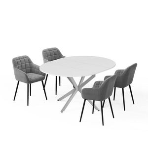 Vicco SÚPRAVA JEDÁLENSKÉHO STOLA Loyd, biely/Šedá, 120 x 120 cm so 4 jedálenskými stoličkami (sivé) vyobraziť